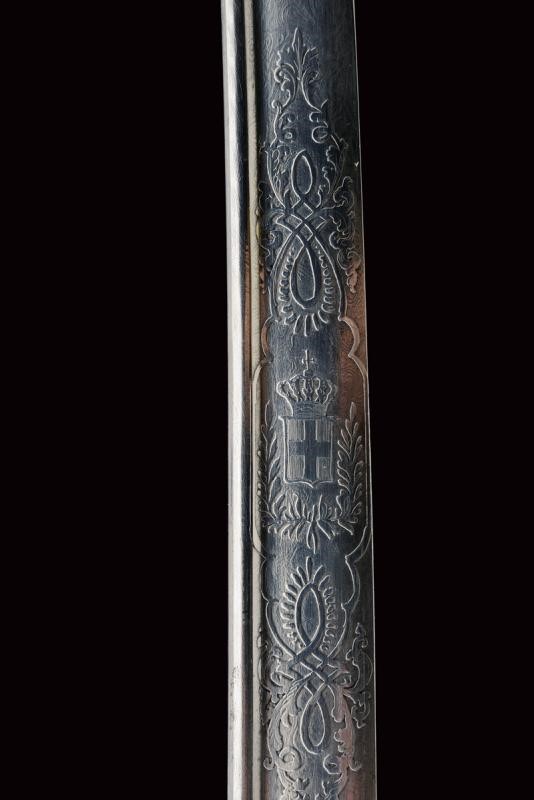 Sciabola da ufficiale del Regno di Sardegna, modello 1855, con lama in damasco