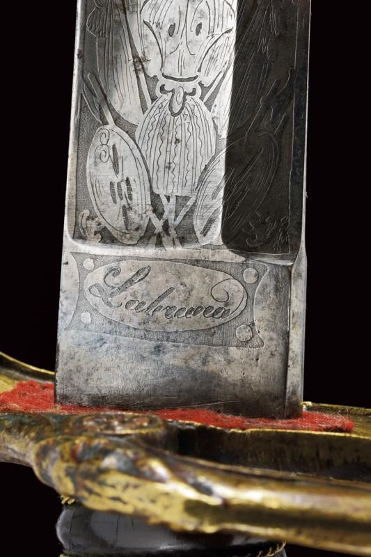 Sciabola da ufficiale d'artiglieria, modello 1821 francese, firma Labruna, 1853