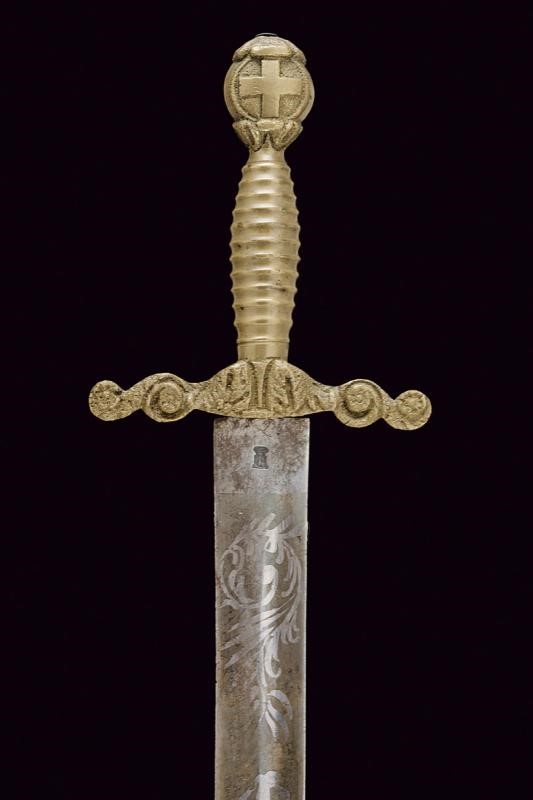 Daga della Guardia Nazionale Meridionale, lama dritta con ornamenti in ottone