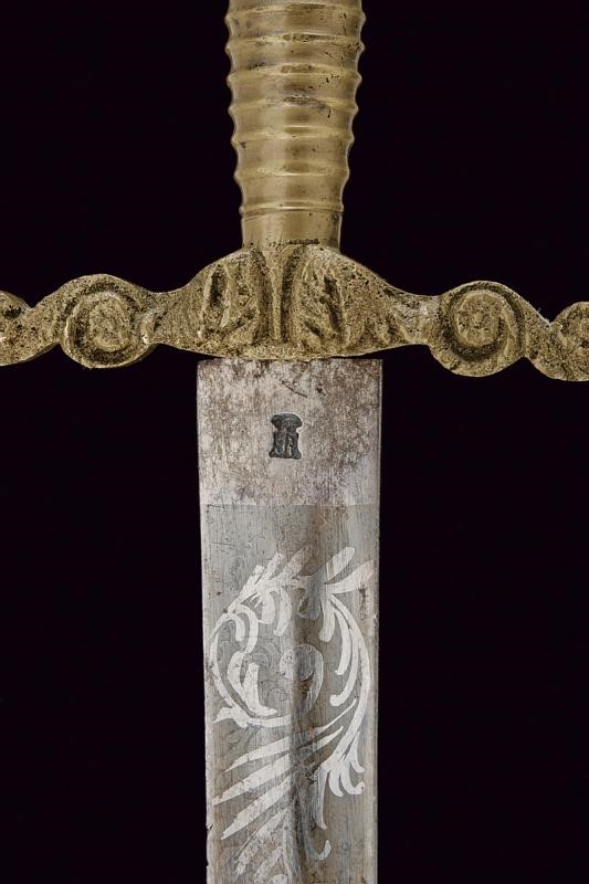Daga della Guardia Nazionale Meridionale, lama dritta con ornamenti in ottone