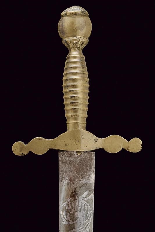 Daga della Guardia Nazionale Meridionale, lama dritta con ornamenti in ottone