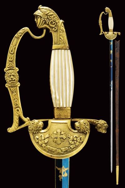 Raro Spadino da Cerimonia per Cavaliere Dell'ordine dei Santi Maurizio e Lazzaro