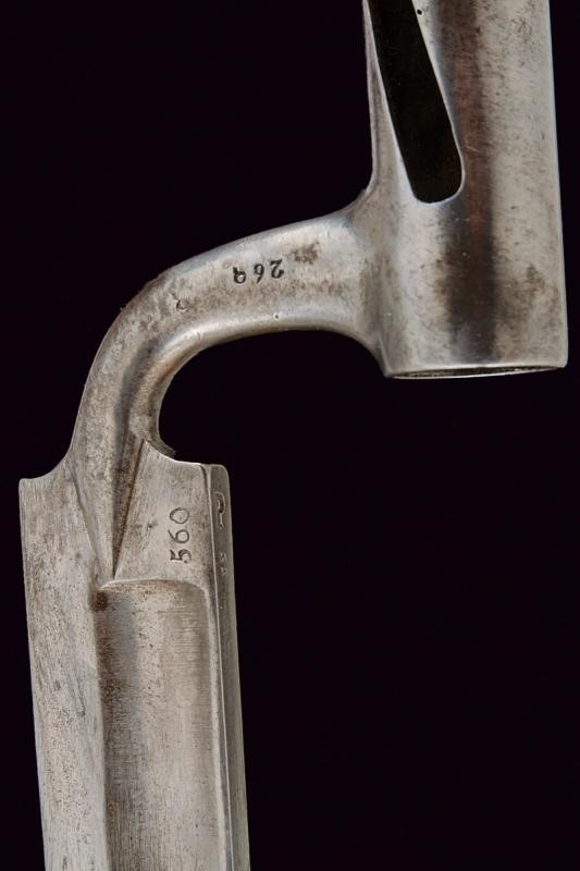 Baionetta a ghiera mod. 1854 'Haubajonett', Austria con fodero in legno rivestito di cuoio
