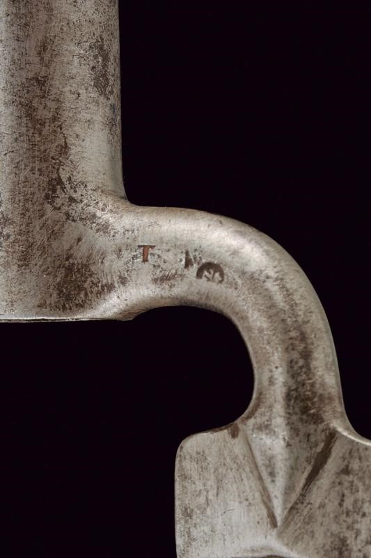 Baionetta a ghiera Mod. 1807, Austria, con fodero in legno rivestito di cuoio per fucile Jägerstu...