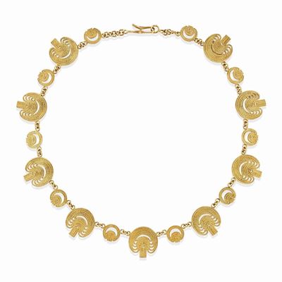 Collana in oro giallo 18k con elementi a forma di albero
