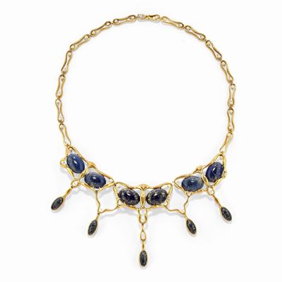Collana in oro giallo 18k con lapislazzuli