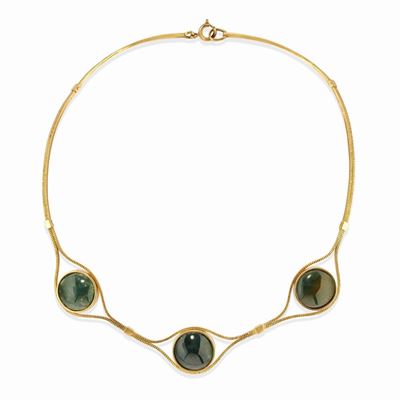 Collana in oro giallo 18k con diaspri