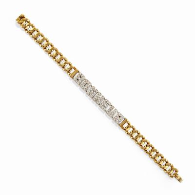 Bracciale 'BONHEUR', oro bicolore 18k con diamanti