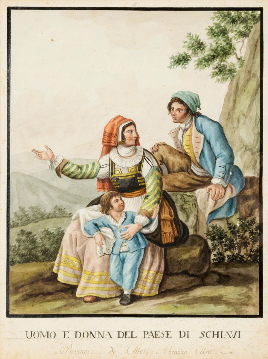Scuola Napoletana, Fine Secolo XVIII - Inizi Secolo XIX - Dodici Disegni Raffiguranti Costumi Pop...