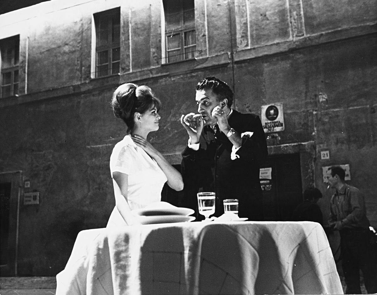 Photo Vintage Tazio Secchiaroli - Fellini 8 1/2 Avec Marcello Mastroianni Sur Le Plateau, 1963