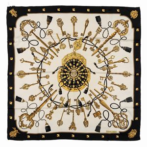 Les Clefs silk twill scarf