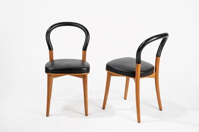 Sedia Göteborg in legno e pelle, 1983