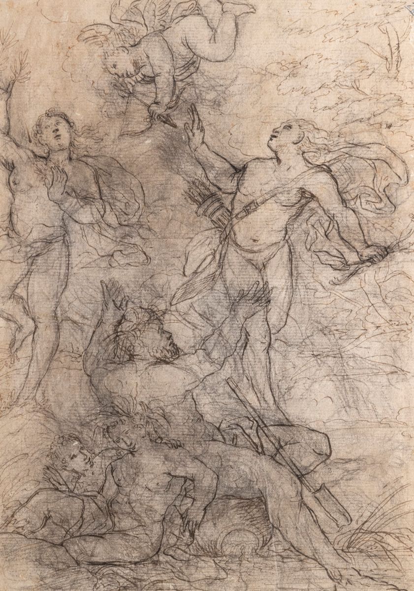 Scuola Dell'italia Centrale, Secolo XVII - Agar e L'angelo (recto); Apollo e Dafne (verso)