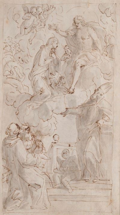 Incoronazione della Vergine (recto); Madonna con Bambino, San Domenico e Santa Caterina da Siena ...