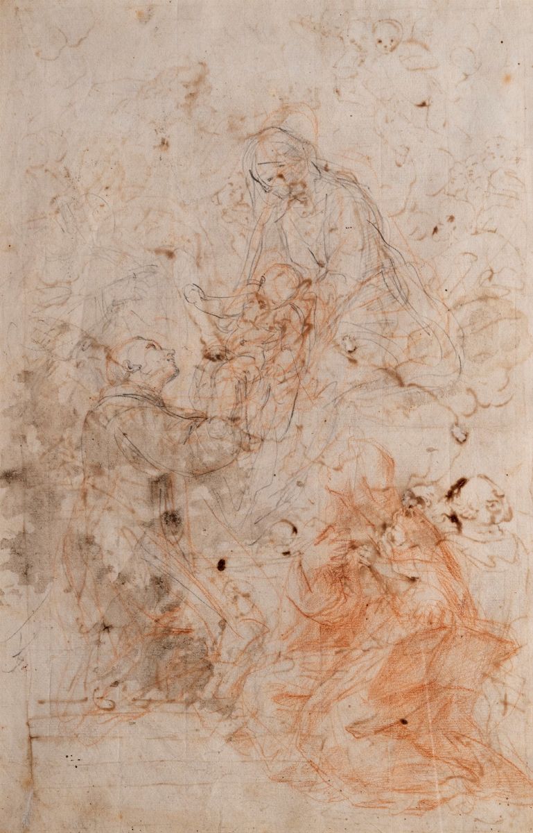 Scuola Napoletana, Secolo XVIII - Incoronazione della Vergine (recto); Madonna con Bambino, San D...