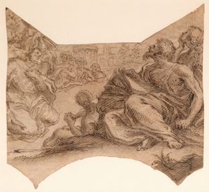 Study for a scene with praying saints