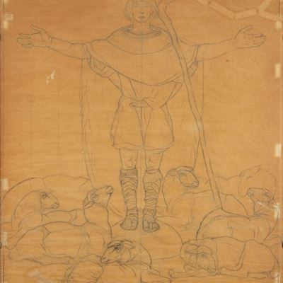 Pastore, Studio Definitivo per il Pannello Graffito del Portale della Chiesa De il Campo dei Past...