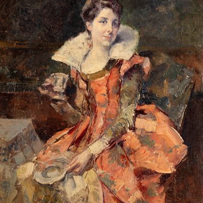 Ritratto di Dama in Abito Rosa