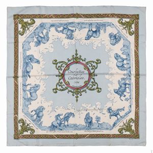 Courbettes et Cabrioles silk twill scarf