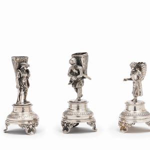 Three silver small sculptures , Italy 19th Century