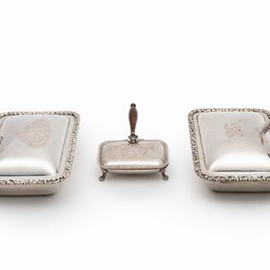 Three silver collect crumbs, Italy 20th Century