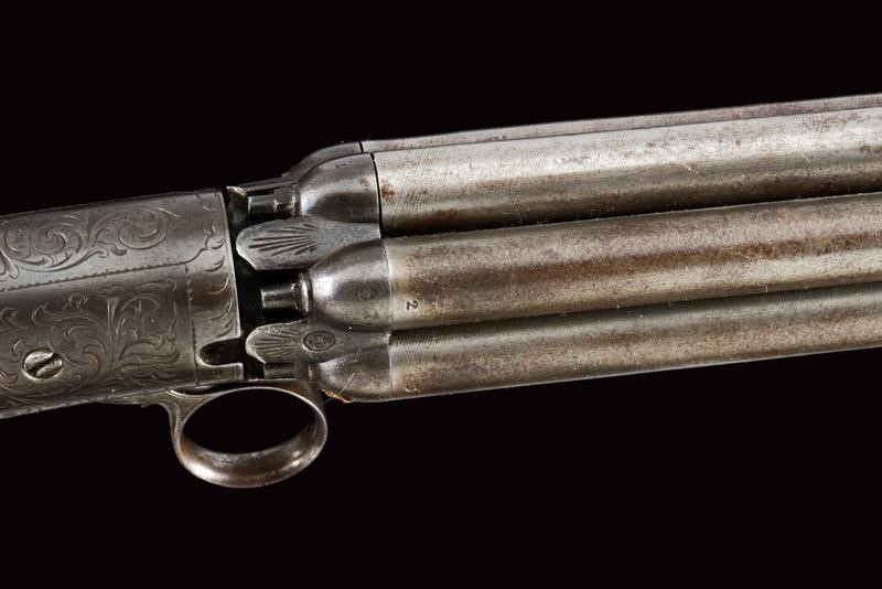 Raro Revolver Pepperbox a Luminello con Canne Lunghe di Mariette