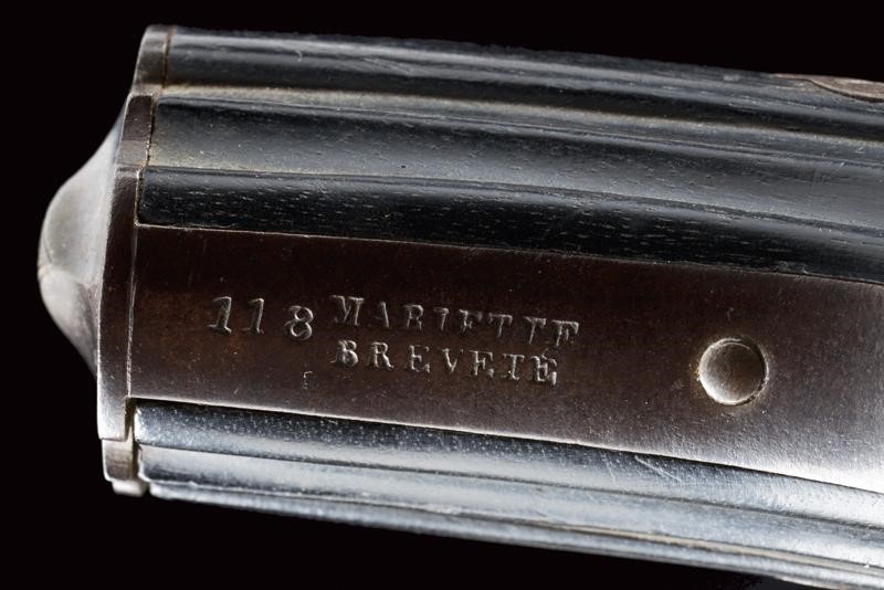 Raro Revolver Pepperbox a Luminello con Canne Lunghe di Mariette