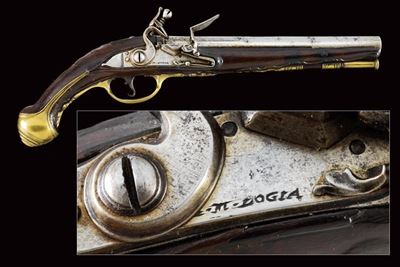 Pistola a Pietra Focaia Firmata g.M. Logia (loggia)