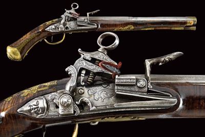 Elegante Pistola a Pietra Focaia alla Romana