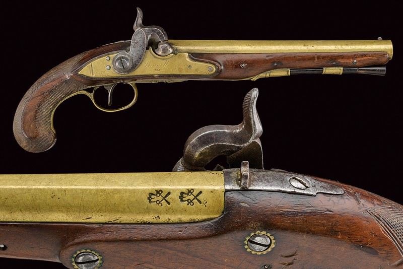 Pistola da marina ridotta a percussione di Bennett primo quarto del XIX  Sec., Importanti Armi Antiche e Armature
