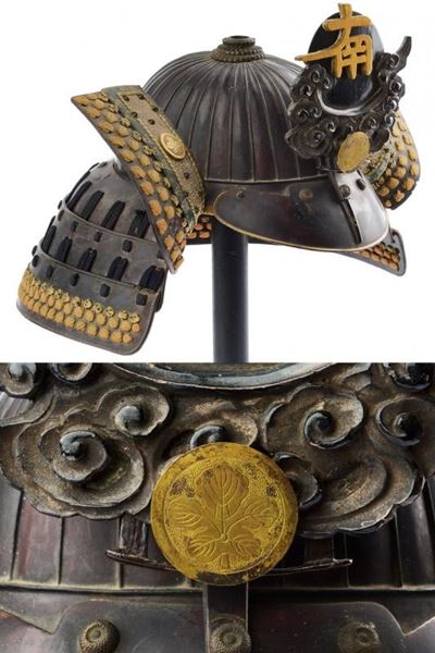 Suji Kabuto in Ferro con Certificato Nihon Bugu-kacchu Hozon-kennkyu-kai