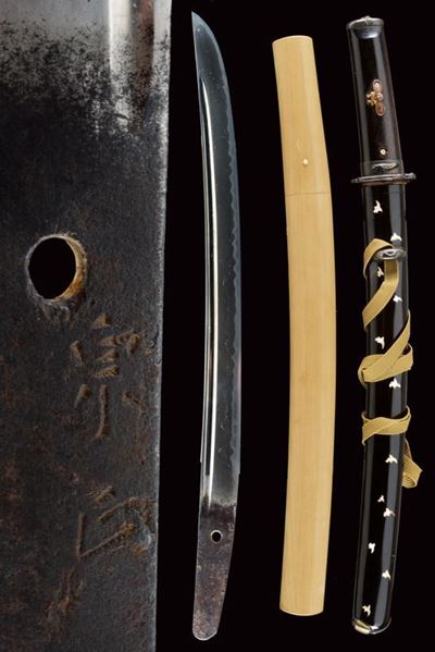 Wakizashi Firmato Munemasa in Shirasaya e con Koshirae