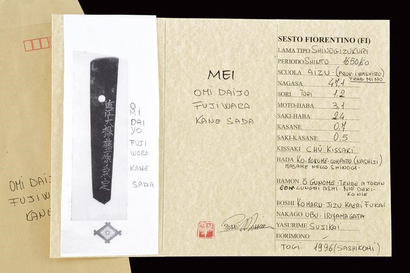 Bel Wakizashi Firmato Omi Daijo Fujiwara Kane Sada