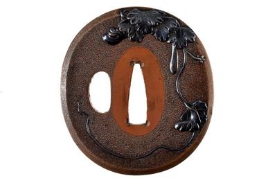 Classica Tsuba della Scuola Omori Firmata "hidetomi" con Kao