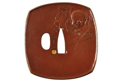 Importante Tsuba Firmata Issan Joi con Kao