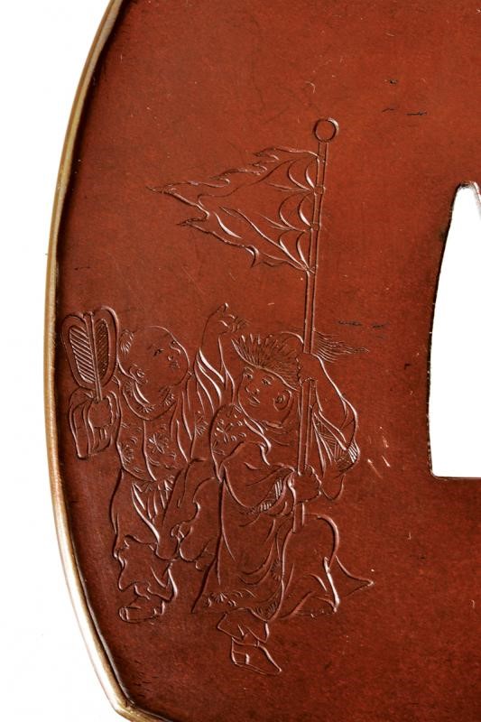 Importante Tsuba Firmata Issan Joi con Kao