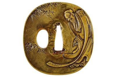 Rara Tsuba della Scuola Nara Firmata Toshitsugu Saku
