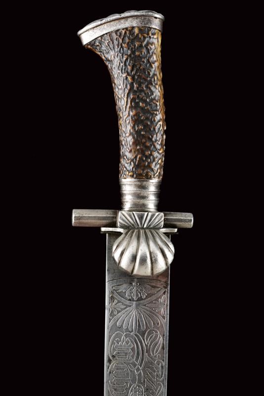 Raro Coltello da Caccia con Iscrizioni dei Moti Rivoluzionari