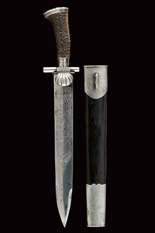Raro Coltello da Caccia con Iscrizioni dei Moti Rivoluzionari