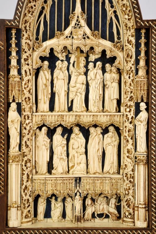 Straordinario Trittico Scolpito con Scene della Vita di Cristo