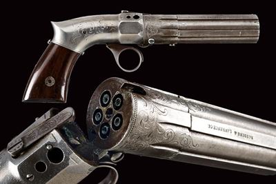 Rarissimo Pepperbox Revolver a Luminello di Robbins & Lawrence
