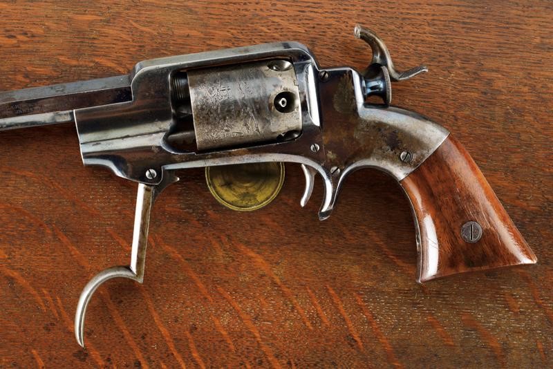 Raro e Interessante Allen & Wheelock Sidehammer Navy Revolver con Calcio Smontabile e Cassetta