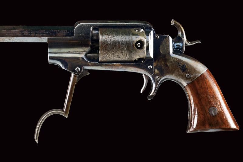 Raro e Interessante Allen & Wheelock Sidehammer Navy Revolver con Calcio Smontabile e Cassetta