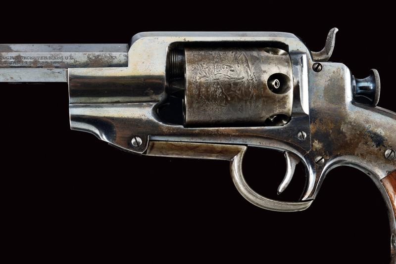 Raro e Interessante Allen & Wheelock Sidehammer Navy Revolver con Calcio Smontabile e Cassetta