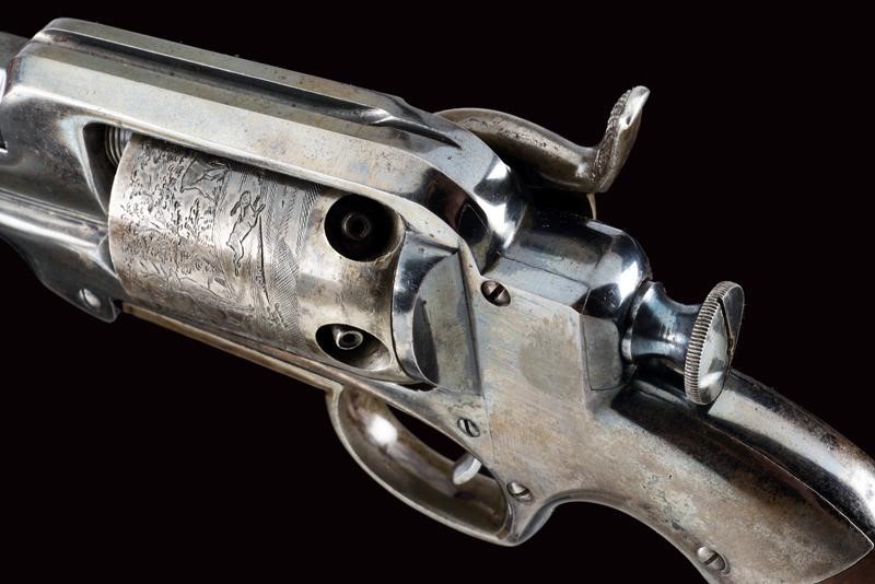 Raro e Interessante Allen & Wheelock Sidehammer Navy Revolver con Calcio Smontabile e Cassetta