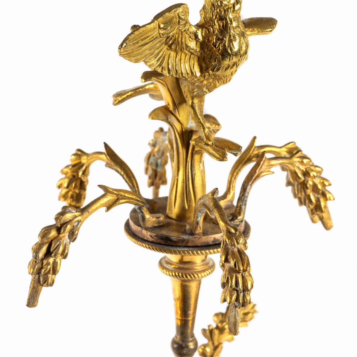 Coppia di Candelieri Impero a Due Braccia in Bronzo Dorato e a Patina Scura con Cariatidi, Franci...