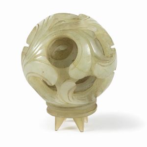 A hard stone dragon ball, China, 20th century