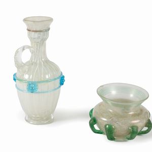 Lotto composto da due vasi in vetro di Murano, secolo XX