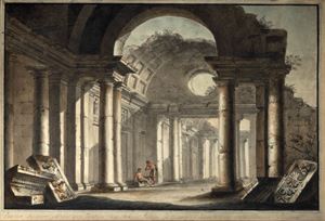 Architectural capriccio with bystanders