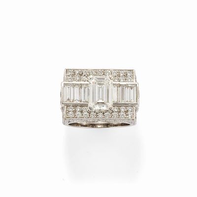 Anello con diamanti in oro bianco 18k